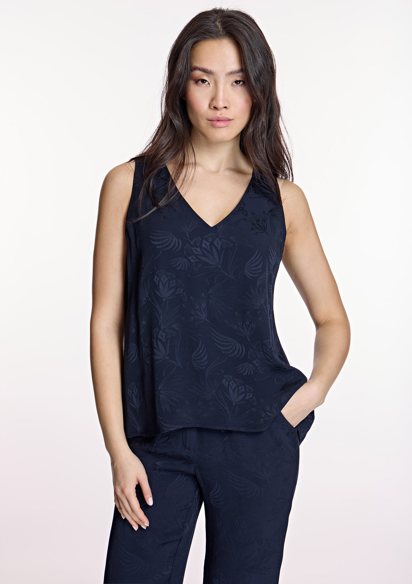 Top ALBA CONDE jacquard azul noche