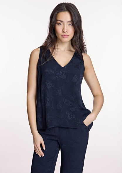 Top ALBA CONDE jacquard azul noche