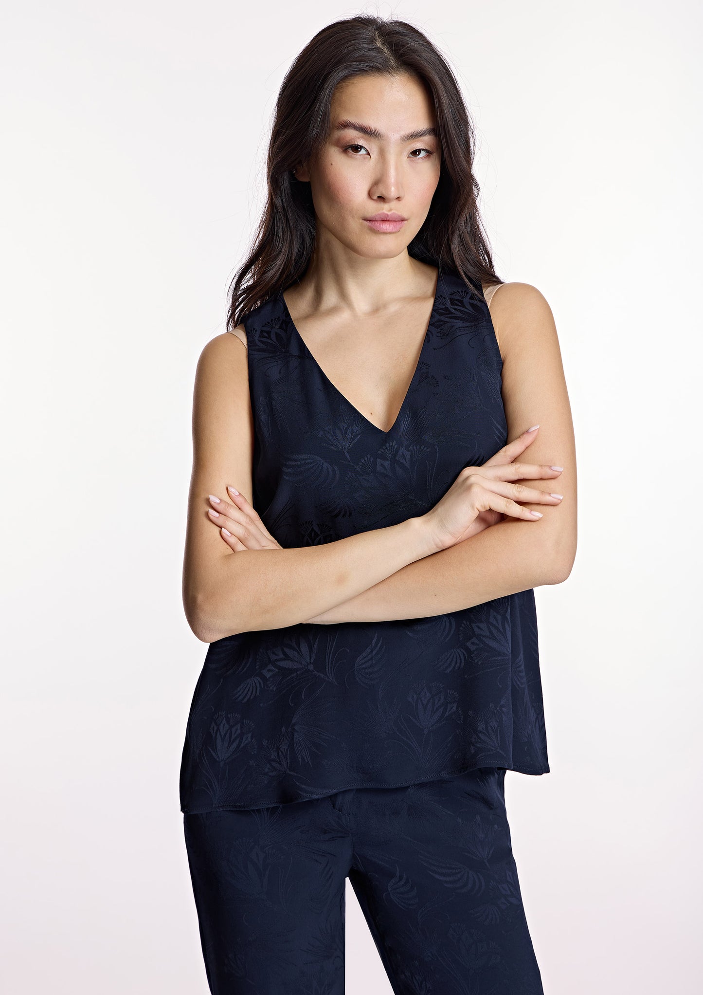 Top ALBA CONDE jacquard azul noche