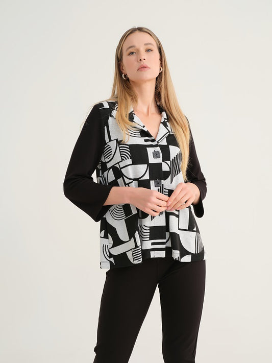 Blusa DOLCEZZA MONTREAL de punto blanco y negro