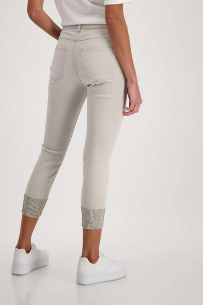 Pantalón MONARI jeans cropped pedrería